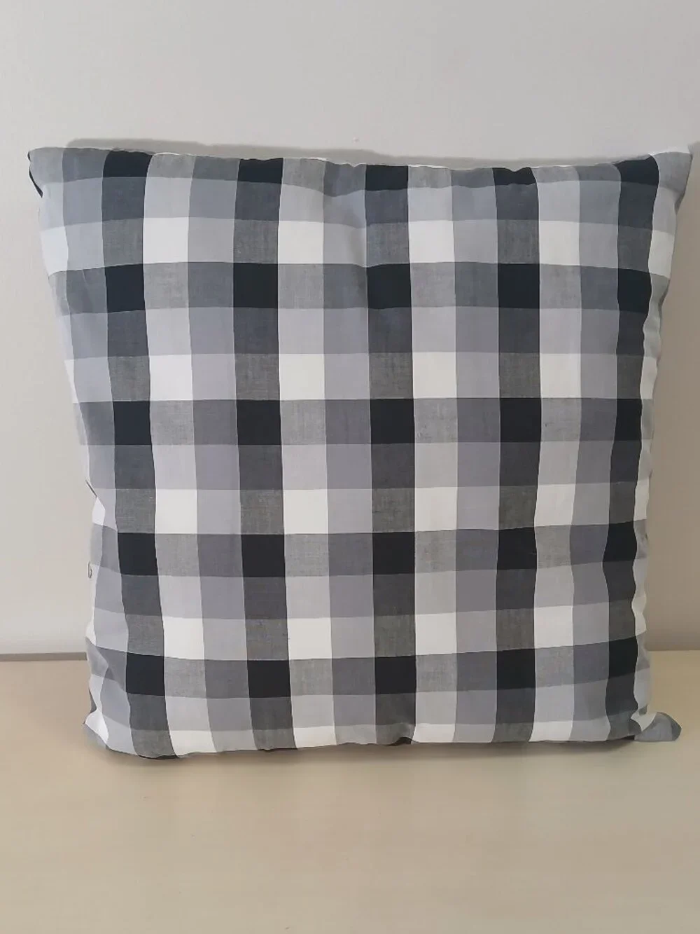 Black/white/gray checked square gnome pillow